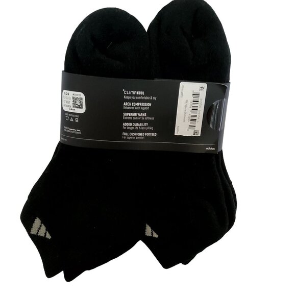 Adidas Mens 6-Pack Climalite Cushioned For Comfort Low Cut Socks Black Size L - Picture 2 of 4